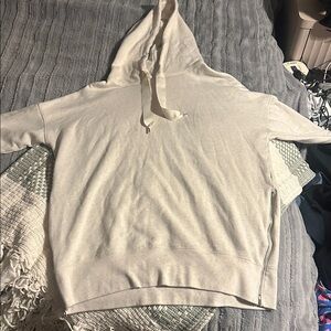 Aerie Cream Hoodie with Side Zipper
